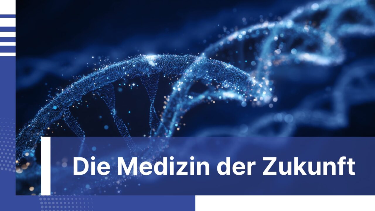 Keyvisual zur Veranstaltung Zukunftsmedizin mit futuristischer Doppelhelix
